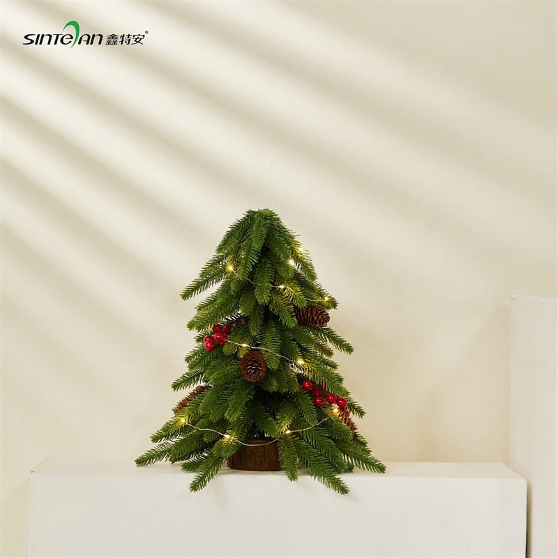鑫特安 迷你圣诞树倒绑仿真诺贝松40CM小树桌面摆件