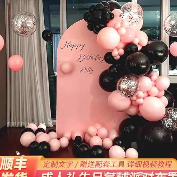 18岁成人礼生日布置气球装饰场景16岁女孩生主题派对kt板背景墙