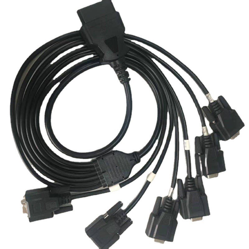 供应汽车obd连接线OBD2公头转6个DB9母头OBD2转接线
