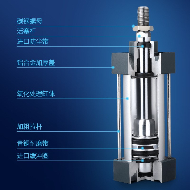 亚德客型SC标准气缸大推力气动配件SC125/160大缸径200-25/50/75