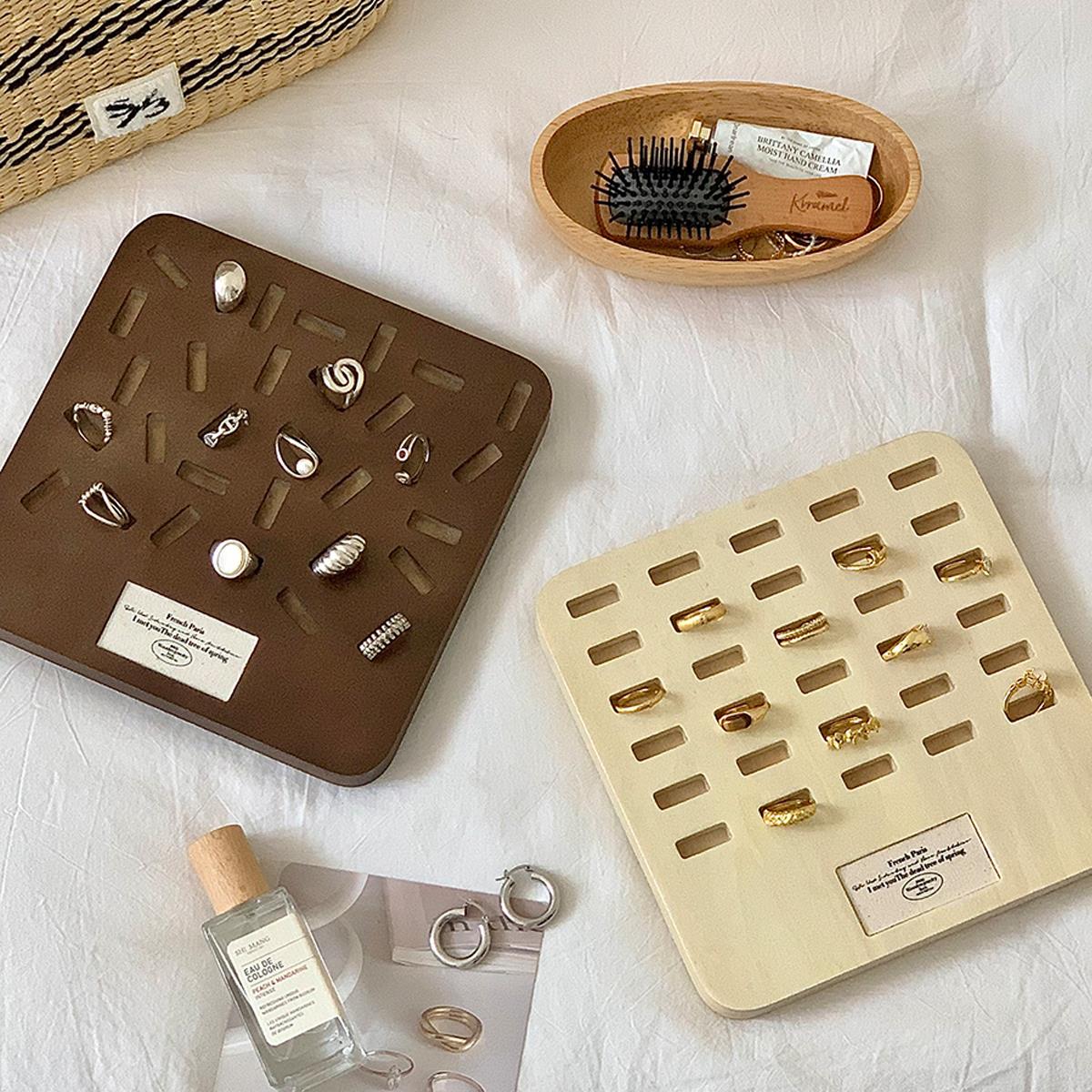 戒指有家啦~实木首饰盘托盘珠宝戒指手链陈列展示盘木质展示板