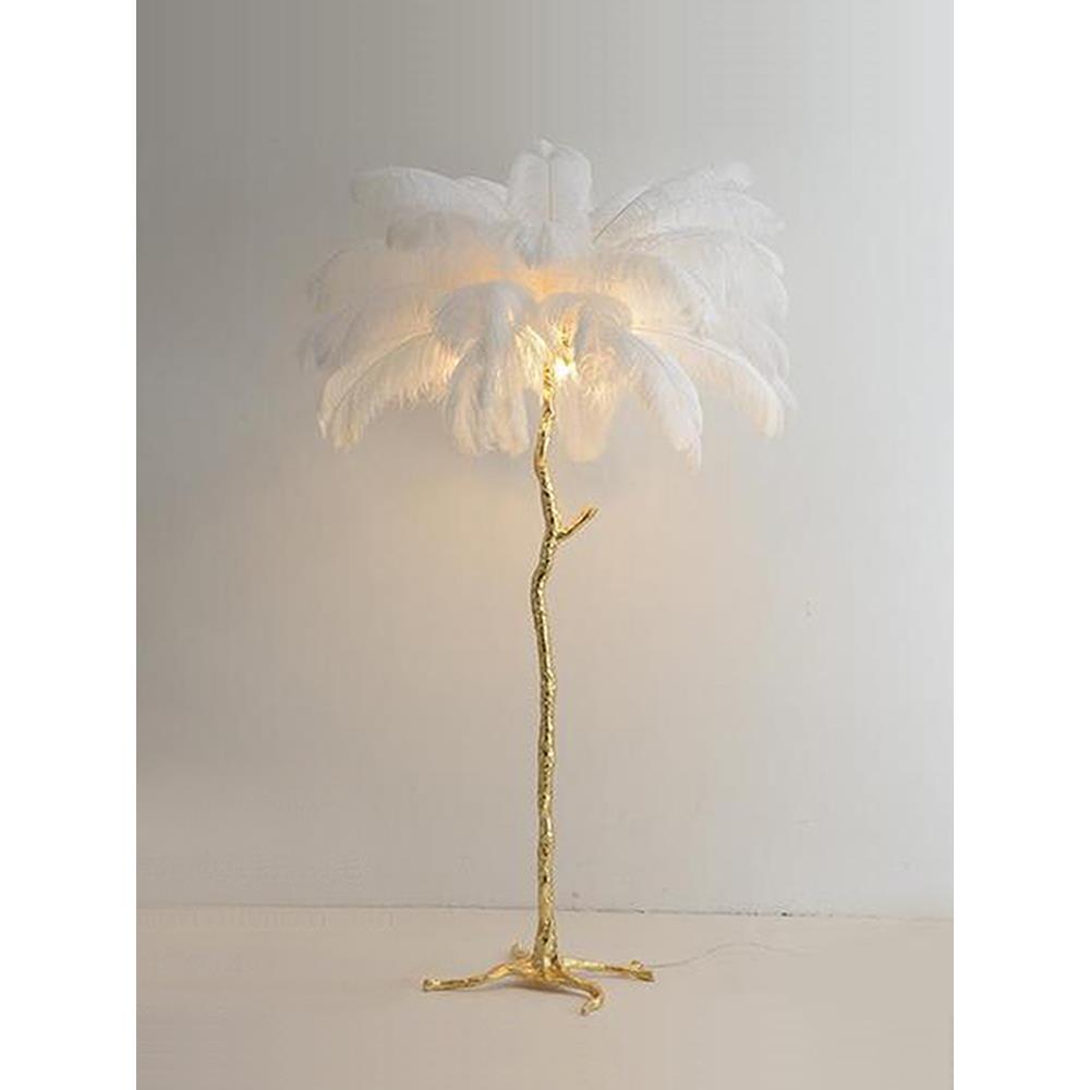 SY奢华全铜羽毛落地灯欧美法式轻奢ins氛围感立式客厅床头卧室灯