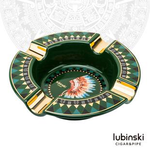 鲁宾斯基雪茄烟灰缸陶瓷大容量四槽圆形高档时尚大气持灰器礼盒装