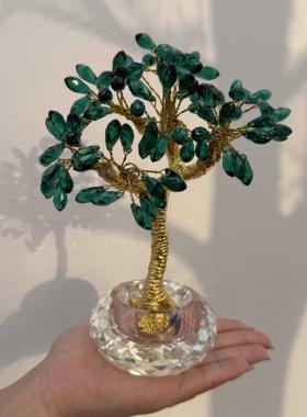 发财树摆件桌面合金水晶客厅卧室送礼摆件高档