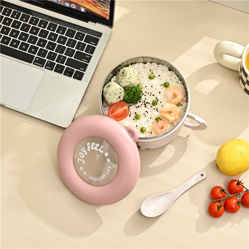 不锈钢泡面碗儿童碗防摔防烫带手柄汤碗带盖宿舍学生吃饭宝宝汤碗