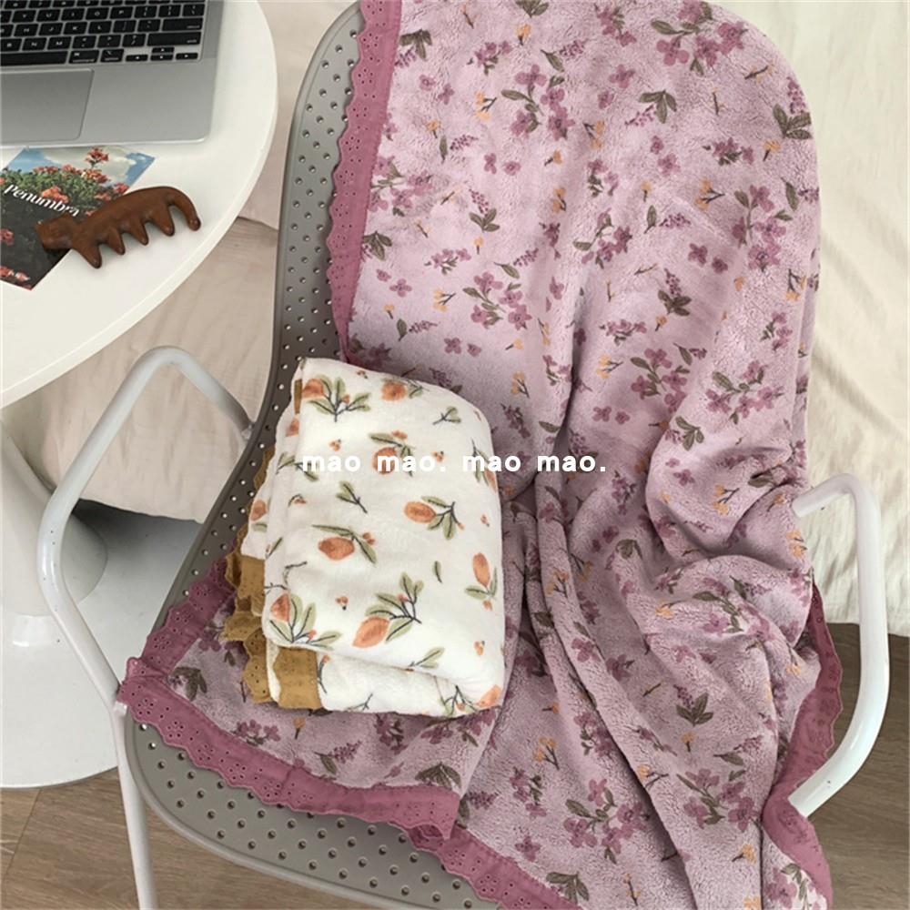 浪漫碎花家用浴巾可穿珊瑚绒加厚吸水洗澡毛巾可爱花边法式洗澡巾