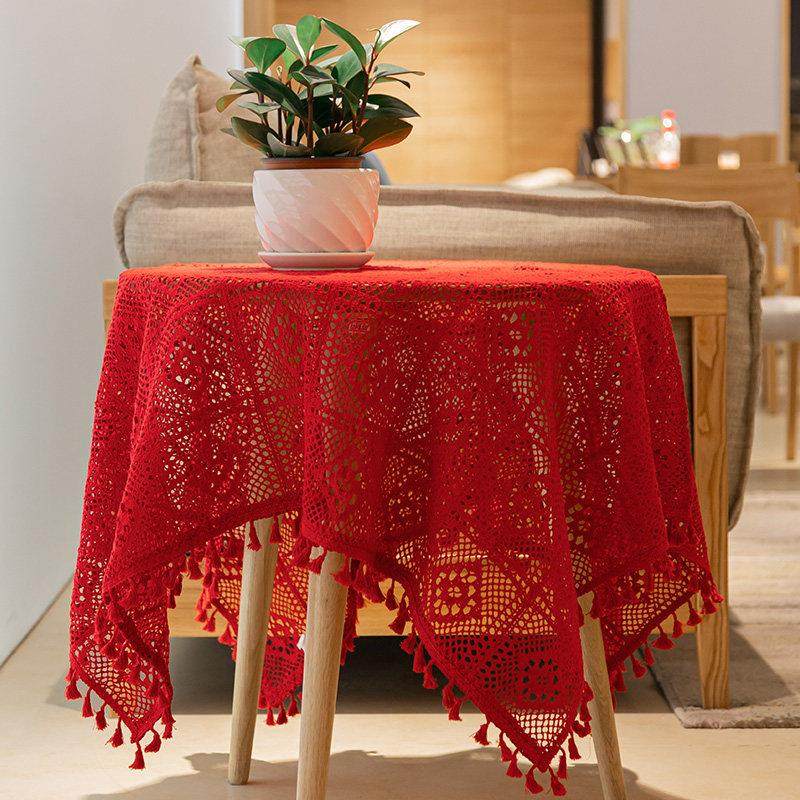 喜庆红镂空流苏桌布茶几餐桌床头柜盖巾婚礼婚庆搭配背景桌布,居家布艺,桌布,淘宝优惠券,粉丝福利购,淘宝优惠卷