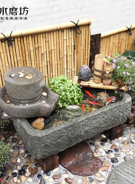 中式庭院水池景观阳台小院鱼池假山流水喷泉花园布置装饰造景摆件