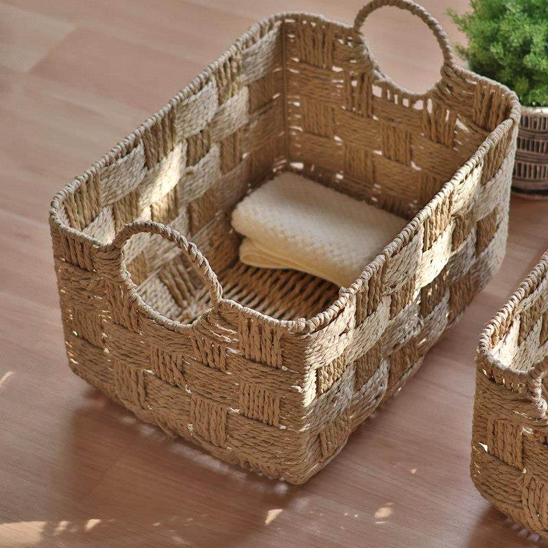 纸绳编织收纳筐家居藤编收纳篮茶几置物储物篮桌面杂物整理篮筐,收纳整理,其他收纳篮,淘宝优惠券,粉丝福利购,淘宝优惠卷