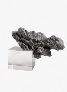 现代新中式水晶天然假山石摆件样板房玄关柜书房售楼处软装饰品