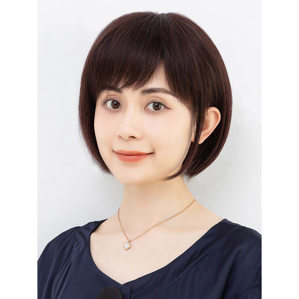 假发全头套女短发真发全真人发波波头中老年女士假发套自然真头发