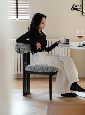 less living北欧覆古实木餐椅家用白蜡木餐桌椅中古软包靠背椅子