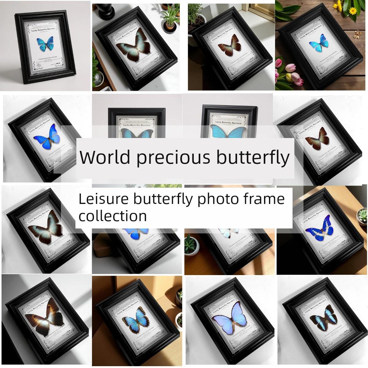 大蓝色大闪蝶标本相框成品翅膀展示框昆虫珍贵稀有蓝色生日礼物