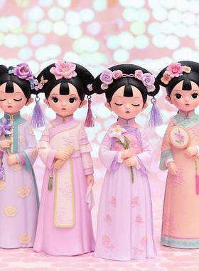宫廷风树脂玩偶女孩工艺礼品摆饰少女心可爱格格房间装饰小摆件生