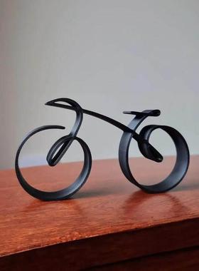 ins家居创意铁艺工艺品极简自行车剪影桌面装饰金属单车摆件书房
