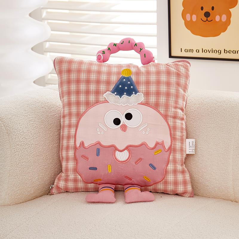 全棉抱枕被子两用毯子二合一办公室午睡折叠枕头汽车空调靠枕车载