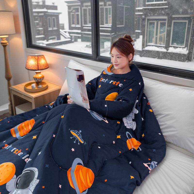 冬天多功能一体式可穿带袖子的懒人被子单人二合一车载抱枕被午睡