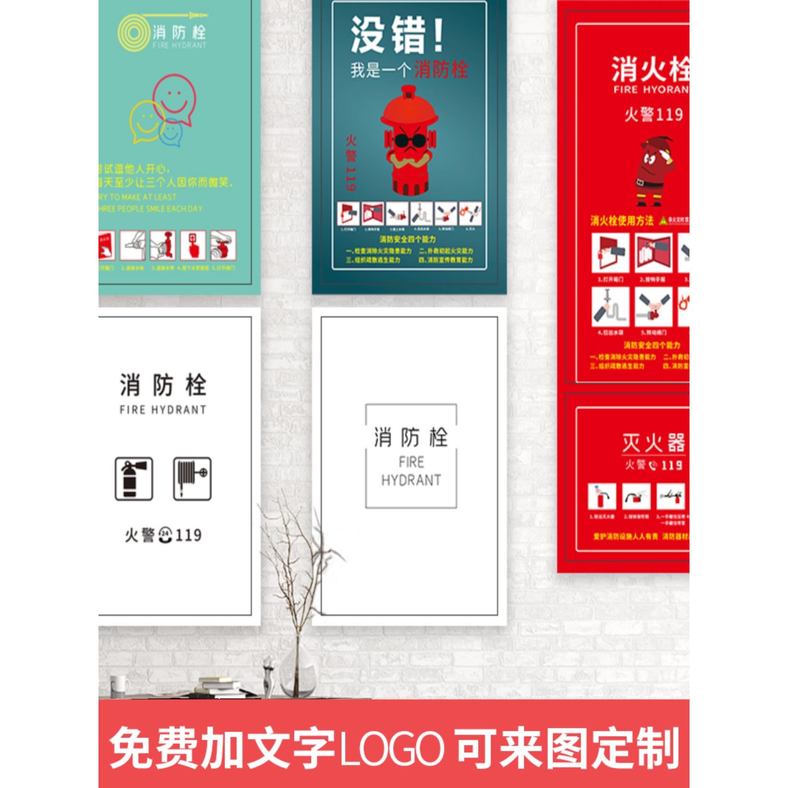 装饰消防栓贴纸画消火栓贴遮挡灭火器配电箱翻新创意个性定制自粘