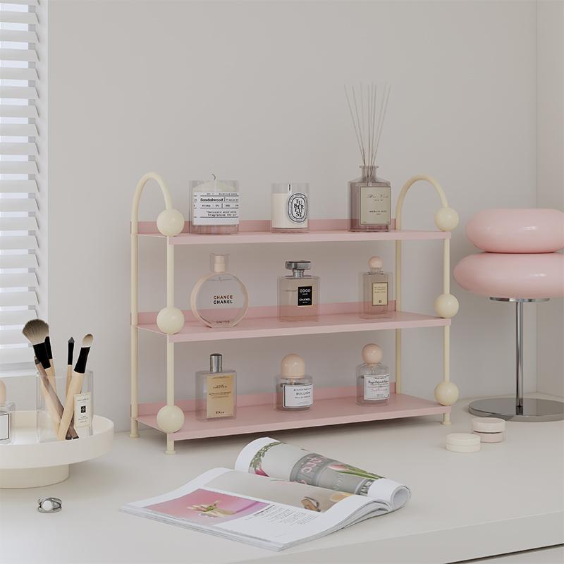 方寸时光铁艺简约桌面置物架北欧卧室梳妆台三层收纳架多功能杯架