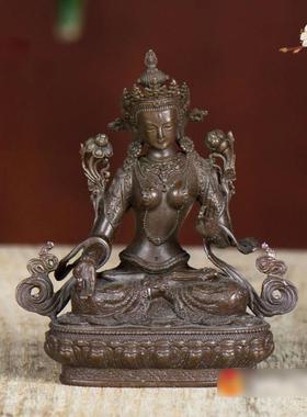 白度母铜像铜彷古2寸佛前室内桌面随身佛小铜像摆件