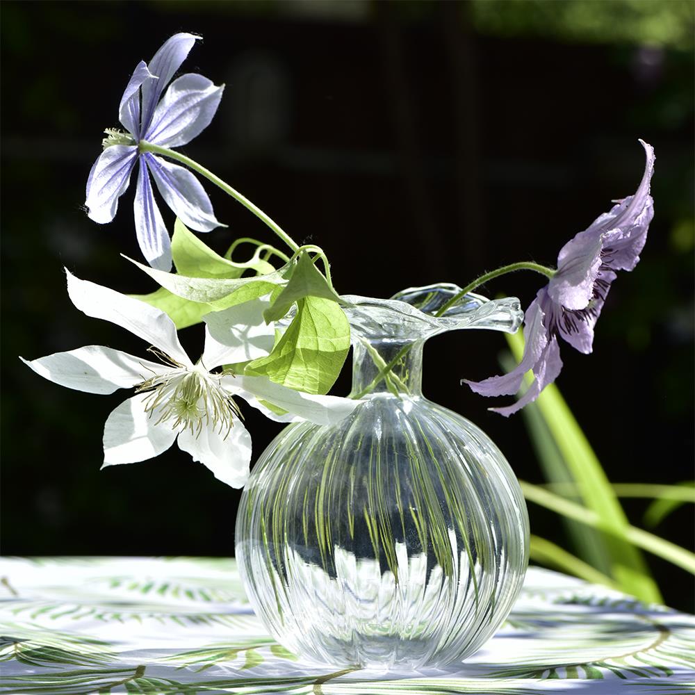 妙HOME 竖条纹设计迷你高硼硅玻璃插花花瓶桌面玄关装饰摆件