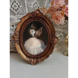 复古相框挂墙法式椭圆形画框摆件欧式高级感摆台相框定制照片框架