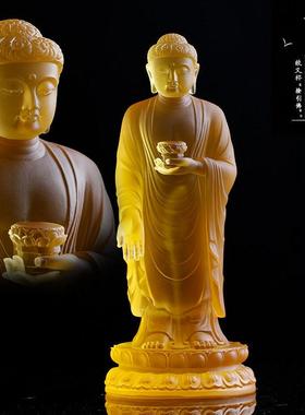 古法琉璃阿弥陀佛菩萨东林大佛佛堂寺庙供奉站立站像高端桌面摆件