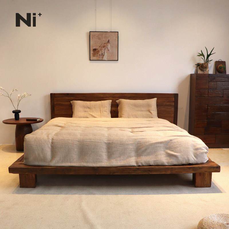 Ni+尼家侘寂风日式床落地矮床榻榻米床实木地台床民宿床双人大床