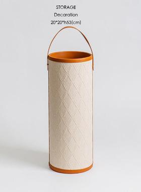 不止收纳 首款!收纳桶Loro Pian@古董白珍珠浮雕外缝皮革收纳伞桶