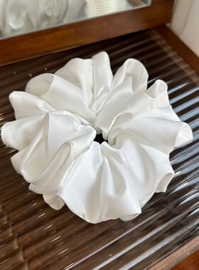 高品质缎面大号纯白色大肠圈超好搭高级感大肠发圈发绳丸子头发绳