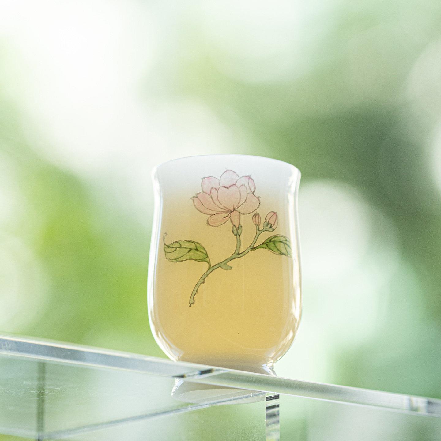 高端手绘杯品茗杯单杯冰种玉瓷主人杯花草功夫茶杯白玉瓷单杯白瓷