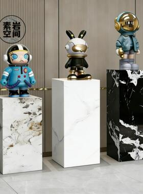 岩板花架立柱雕塑底座石墩子轻奢客厅落地花架大理石底座摆台摆件
