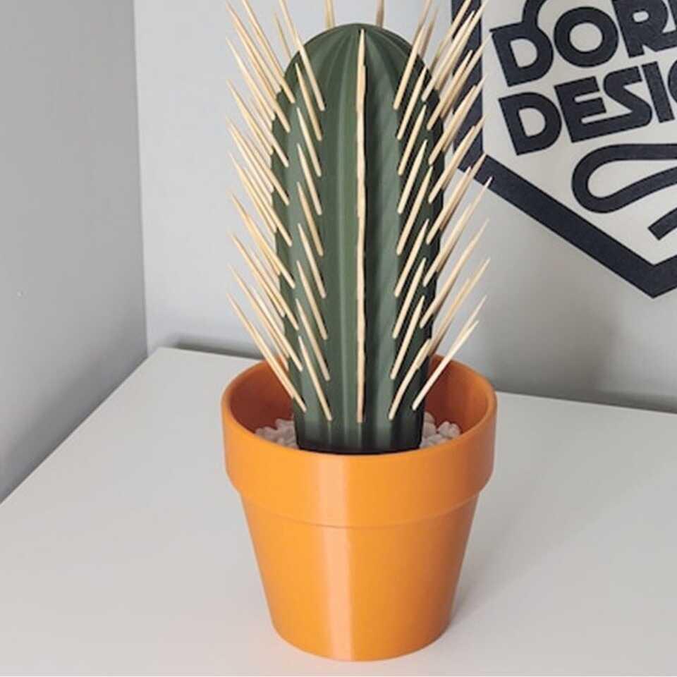 3D打印仿真仙人掌盆栽 浅绿色深绿色仿真植物摆件 家用牙签盒装饰