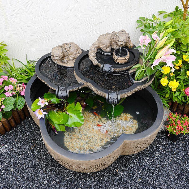 庭院花园景观鱼池室外露台循环水摆件大型成品鱼缸造景喷泉水池