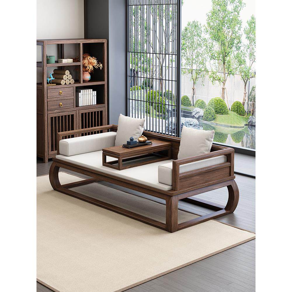 新中式实木罗汉床矮炕一体冬夏两用型实木沙发床客厅卧室家用躺椅