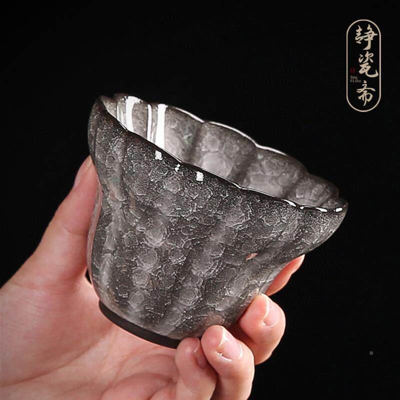 静瓷冰黑冰主人杯冰裂纹茶杯茶盏陶瓷建盏品茶具茗杯花冰花主人茶