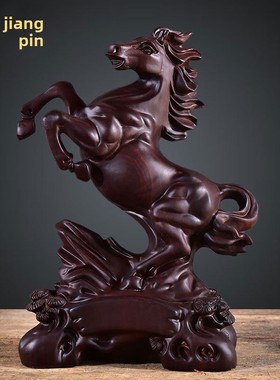 黑檀木雕马摆件红木实木马工艺饰品雕刻马到成功家居摆设商业礼品