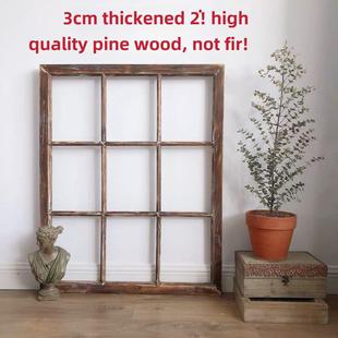 实木做旧窗框做旧窗户窗格木格子摄影道具可挂墙装镜片玻璃可定制
