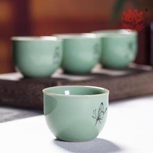 陶瓷专用功夫茶具家用手工品茗杯 龙泉青瓷主人杯茶杯个人单杯中式