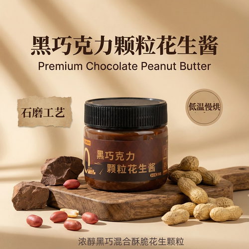 黑巧克力颗粒花生酱健身奇亚籽