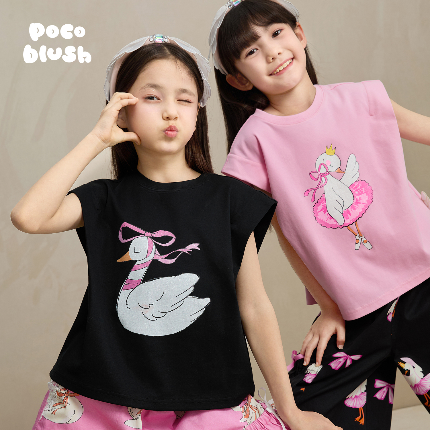 天鹅芭蕾舞印花短袖夏季甜美