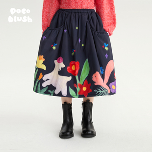 新款 pocoblush 大豆棉裙女童冬装 阿勒泰 保暖棉服百搭 星空下