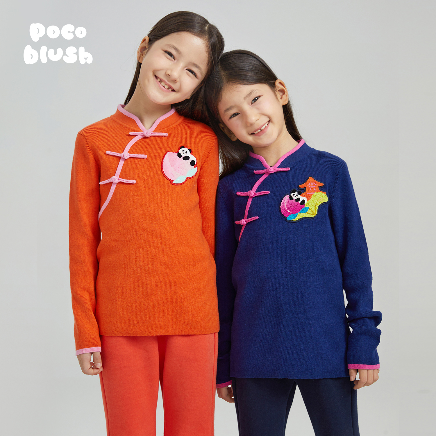 pocoblush桃意绵绵新中式针织衫