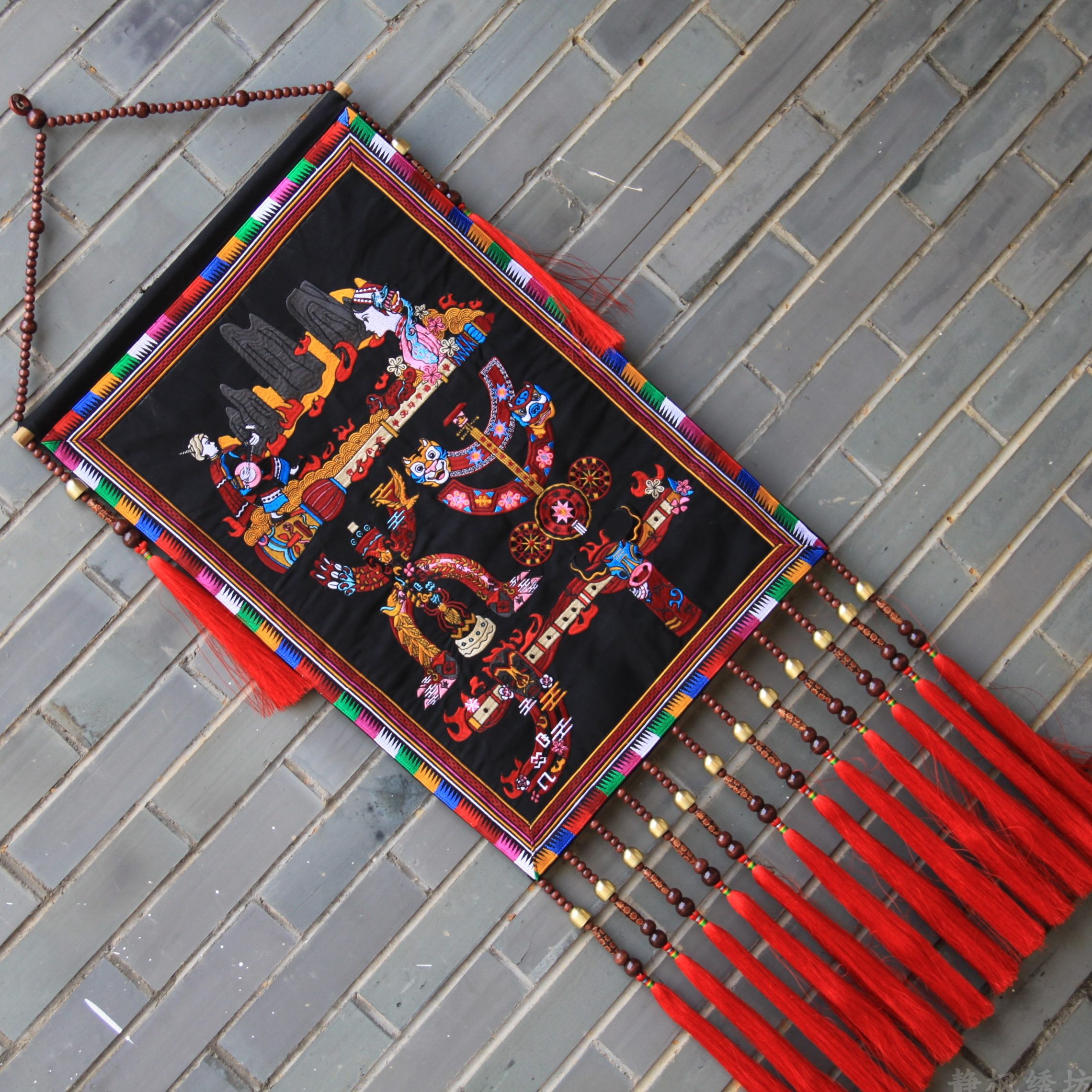 墙面背景布卧室墙壁过道挂布民族风布中式床头挂画复古装饰画布艺图片
