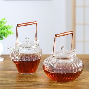 加厚玻璃壶红檀木把手提梁壶家用耐高温电陶炉煮茶壶烧水壶泡茶壶