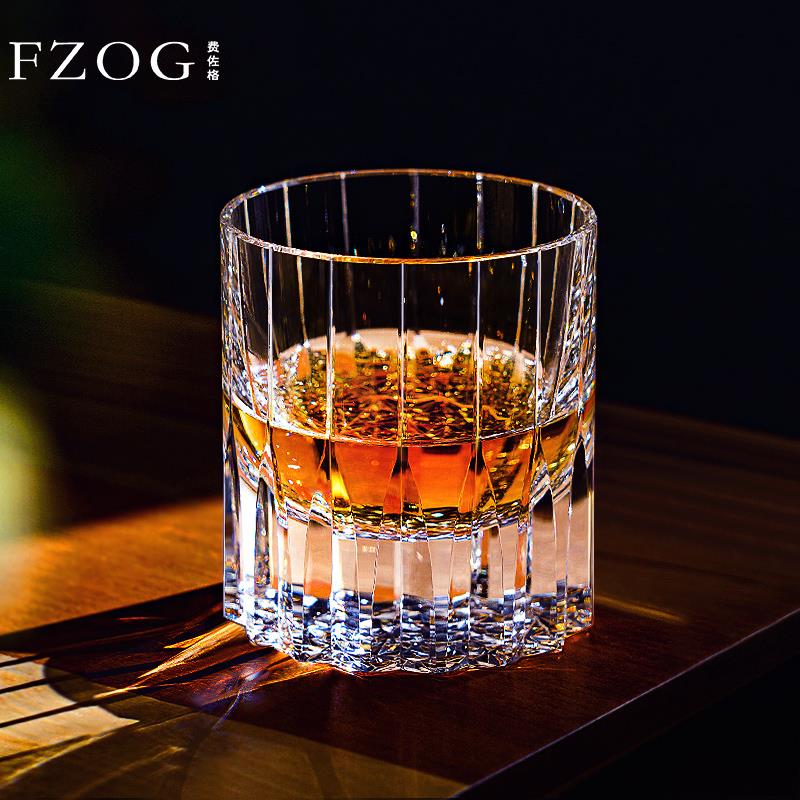 FZOG威士忌酒杯日式复古江户切子工艺手工雕刻水晶玻璃洋酒杯礼盒
