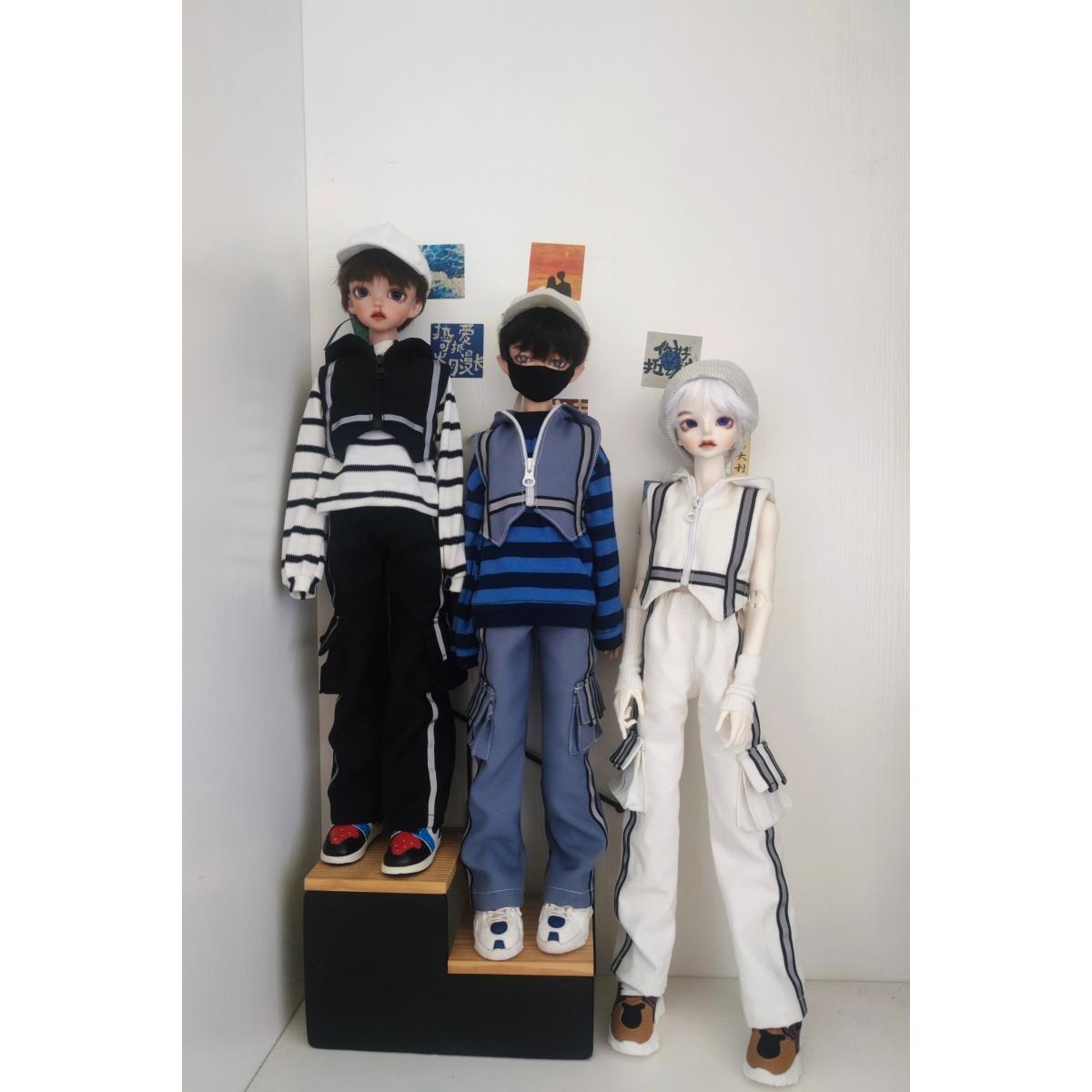 友人娃衣 自制 bjd ob22 ob24 四分 六分反光带马甲工装裤两件套