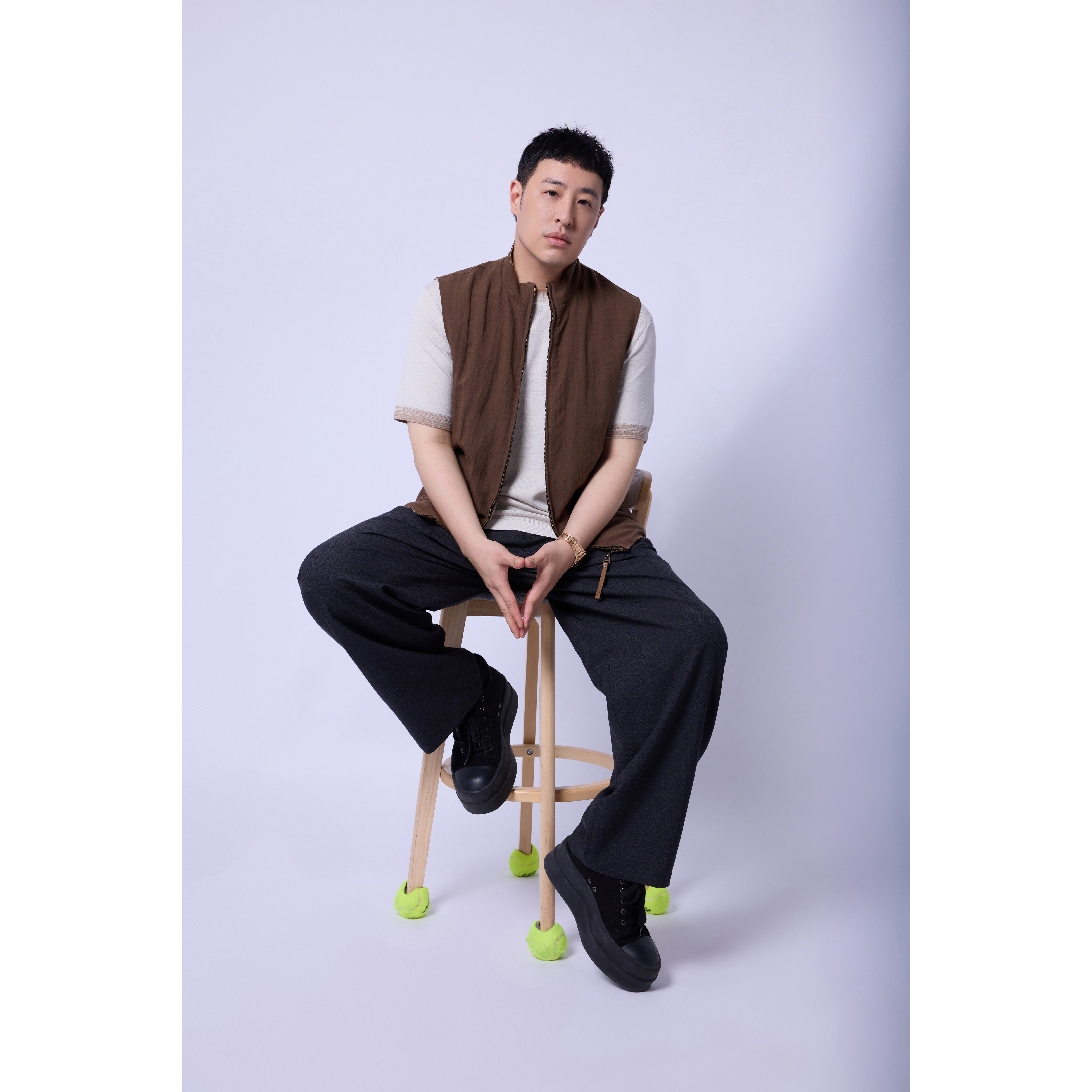 【潘玮柏同款】PLUS CRASH慵懒老钱风无袖马甲双面穿老钱风男装