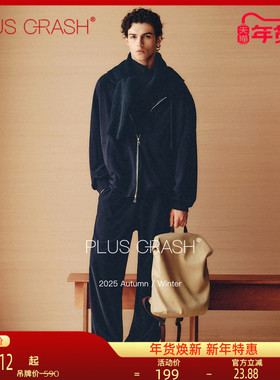 PLUS CRASH25FW糯唧唧松弛老钱风拉链卫衣外套超轻糯感休闲裤套装