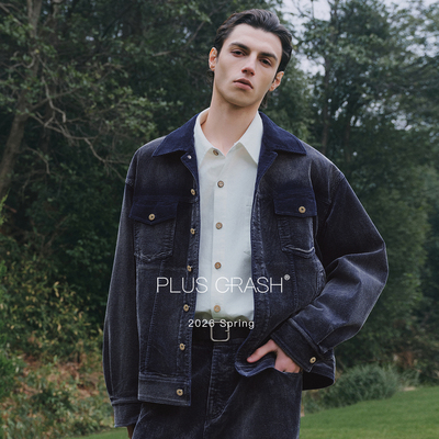 PLUS CRASH新款老钱风复古休闲灯芯绒水洗色宽松夹克外套